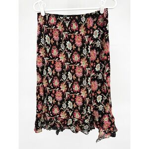 Cabi Reversible Floral Paisley Midi Skirt Black Pink Green Style 892 Womens L